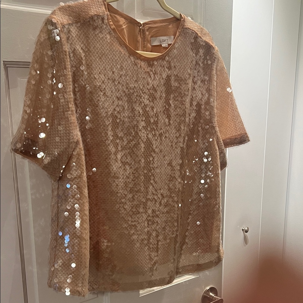NWT Champagne Sequin Women's Top - Ann Taylor Loft